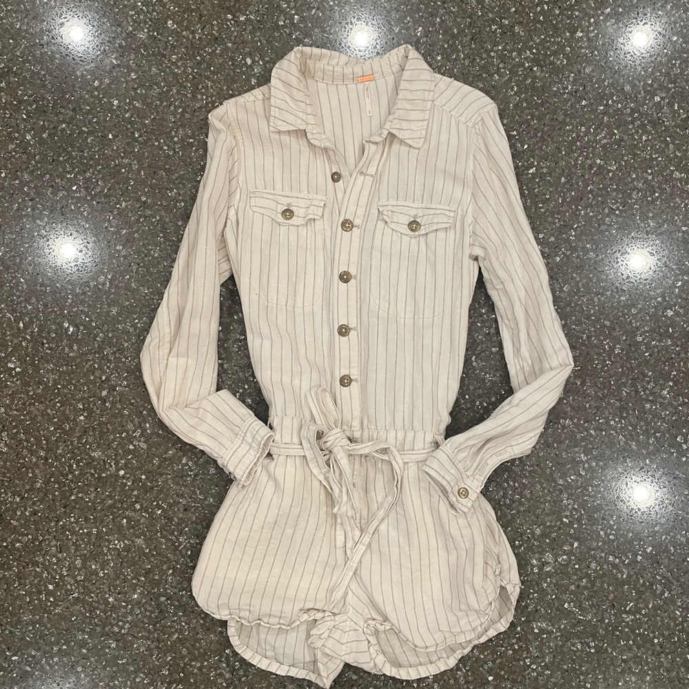 Free People linen shorts romper.